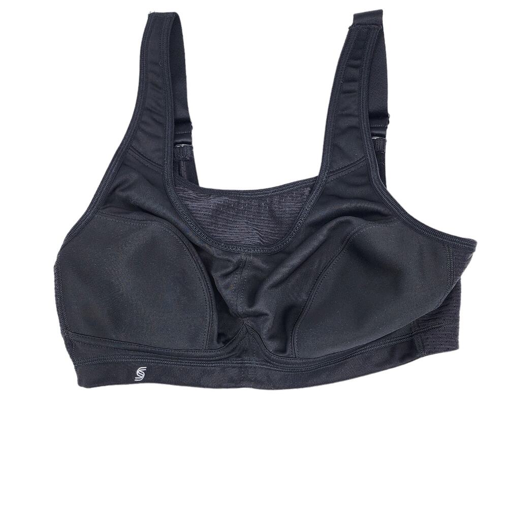 Glamorise No Bounce Medium Impact Support Comfort Black Sports Bra Size 34C